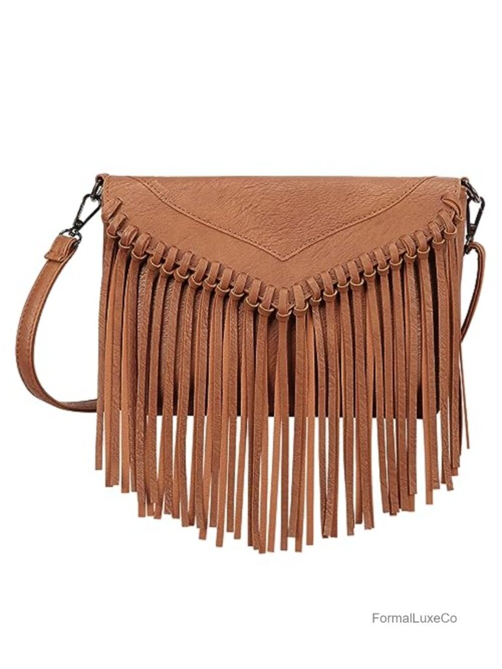 Vintage PU Leather Fringe Crossbody Purse HDE